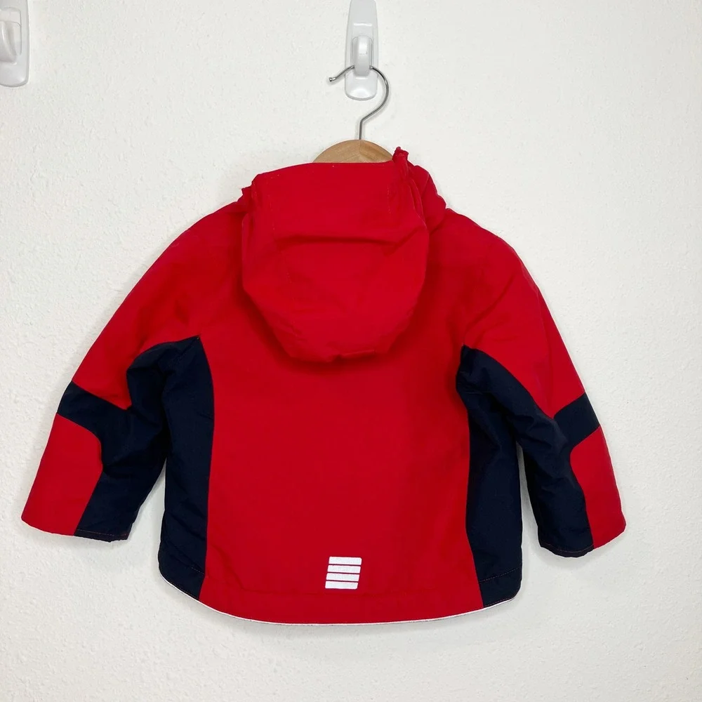 Lands' End Kids Hooded Jacket Red Navy Insulated Winter Size 12-18‎ months
